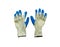 Izolated construction rubberized gloves on a white background. Blue protective gloves for construction and operation with caustic