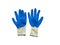 Izolated construction rubberized gloves on a white background. Blue protective gloves for construction and operation with caustic