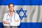 Izraeli general practitioner doctor gp on the flag of Izrael