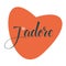 J`adore vector Text calligraphy on red heart symbol isolated on white