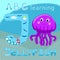 J is for Jellyfish Letter J uppercase font and Cute happy jellyfish cartoon character Sea animal vector illustration Invertebrate