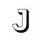 J letter hand-drawn symbol. Vector illustration of a big English letter J. Hand-drawn black and white Roman alphabet letter J