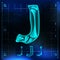 J Letter Vector. Capital Digit. Roentgen X-ray Font Light Sign. Medical Radiology Neon Scan Effect. Alphabet. 3D Blue