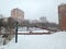 The J. Murrey Atkins Library at UNC Charlotte in the snow