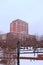 The J. Murrey Atkins Library at UNC Charlotte in the snow