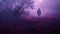 J Standing Alone In Purple Trees: A Surreal Horror In Violet Fog