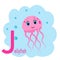 J word for jellyfish animal alphabet illustration