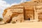 Jabal Al Banat, one of the largest clusters of tombs in Hegra with 29 tombs that have skillfully carved facades