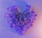Jacaranda purple flowers forming a heart shape closeup macro image
