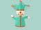 Jack in the box toy, dancing clown toy. Flat illustration.