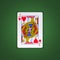 Jack of Hearts on a green poker background. Gamble. Playing cards