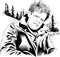 Jack London line art style portrait, vector