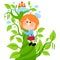 Jack and the magic beanstalk. Vector illustration