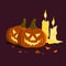 The Jack O`lantern and Candles for the Halloween Wallpaper.