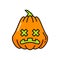 Jack-o-lantern gourd, pumpkin with curved smile