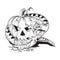 Jack-O-Lantern Halloween Pumpkin Fighting Rattlesnake Viper Snake Comics Style Drawing