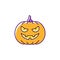 Jack O`Lantern icon Halloween pumpkin. Colorful flat Halloween icon, Thin line art design, Vector illustration