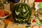 Jack\'O Lantern made from watermelon for Halloween