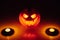 Jack-o-lantern pumpkin candle fire light, Halloween background