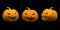 Jack o lantern pumpkin faces on black background for decoration Halloween season