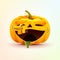 Jack-o-lantern, terrible facial expression smiley pumpkin with laughing emotion, emoji sticker for Happy Halloween