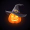 Jack-O-Lantern in witches hat. Vector eps-10.