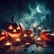 Jack O\\\' Lanterns sit ready to scare on Halloween