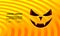 Jack Pumpkin Vampire Face Carved in Orange Background. Vector Halloween Background for Landing Page Template.