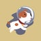 Jack russell puppy astronaut character flying in space, cute funny terrier vector illustration