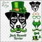 Jack Russell Terrier Dog and design elements of St. Patricks Day - Temblate for St. Patricks Day - elements, objects
