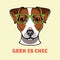 Jack Russell Terrier geek. Dog in smart glasses. Vector illustration.