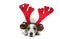 Jack Russell Terrier in New Year`s horns. Christmas pet. funny holiday animal