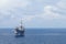 Jack up drilling rig in the middle of the ocean