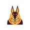 Jackal head of the ancient Egyptian god Anubis flat vector illustration isolated.