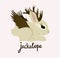 Jackalope. Hare with horns and wings. Wild mystical animal. Dark forest. North American folklore. Vector illustration