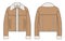 Jacket with Faux Fur technical fashion illustration. Sheepskin Coat, Leather Bomber fashion flat technical drawing template