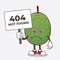Jackfruit cheerless face cartoon mascot character holding a 404 board