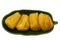 Jackfruit ripe yellow fruit flesh in green plate