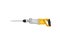 Jackhammer with steel drill bit, side view. Electric hammer drill with yellow handle. Power tool. Flat vector icon