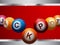 Jackpot bingo lottery balls on red and metallic panel