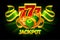 Jackpot icon with coins, money and 777. Casino awards