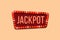 Jackpot sign template. Vector neon Jackpot word on bulb frame.