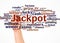 Jackpot word cloud and hand with marker concept