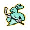 Jackrabbit Ice Hockey Player Mascot