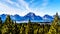 Jackson Lake and the tall mountain peak of Mount Moran in the Teton Range