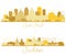 Jackson Mississippi and Saint Paul Minnesota City Skyline Silhouettes Set with Golden Buildings Isolated on White