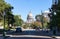 Jackson, MS / USA - October 24, 2019: Looking down Congress street to the MS State Capitol in downtown Jackson