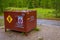 JACKSON, WYOMING, USA, JUNE, 07, 2018: Outdoor view of bear proof food storage locker, bear-resistant boxes get