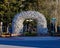 Jackson, Wyoming, USA - May 16 2023: Elk antler arch on the corner of Jackson Hole’s George Washington Memorial Park