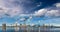 Jacksonville beautiful skyline, panoramic city view at sunset -